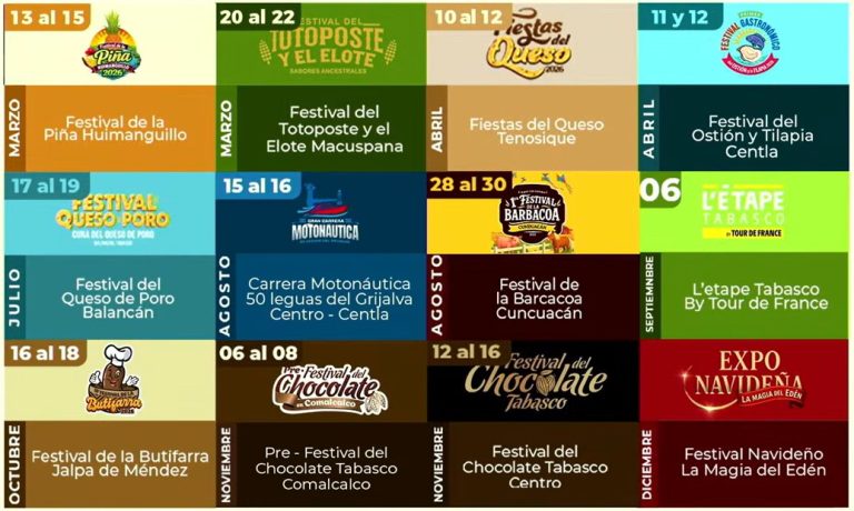 Tabasco arma calendario de festivales 2026 para detonar turismo